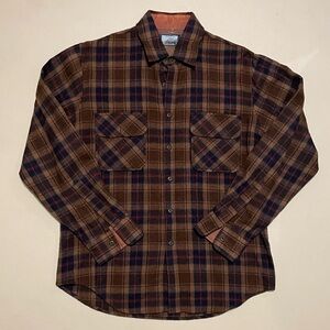 Fieldmaster Men's Vintage Brown Plaid Button Up Flannel Sz. Medium